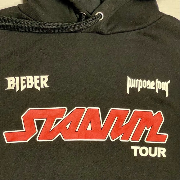 Justin Bieber Purpose Stadium Tour Black Cropped Hoodie Sweatshirt Womens Large - Picture 3 of 9